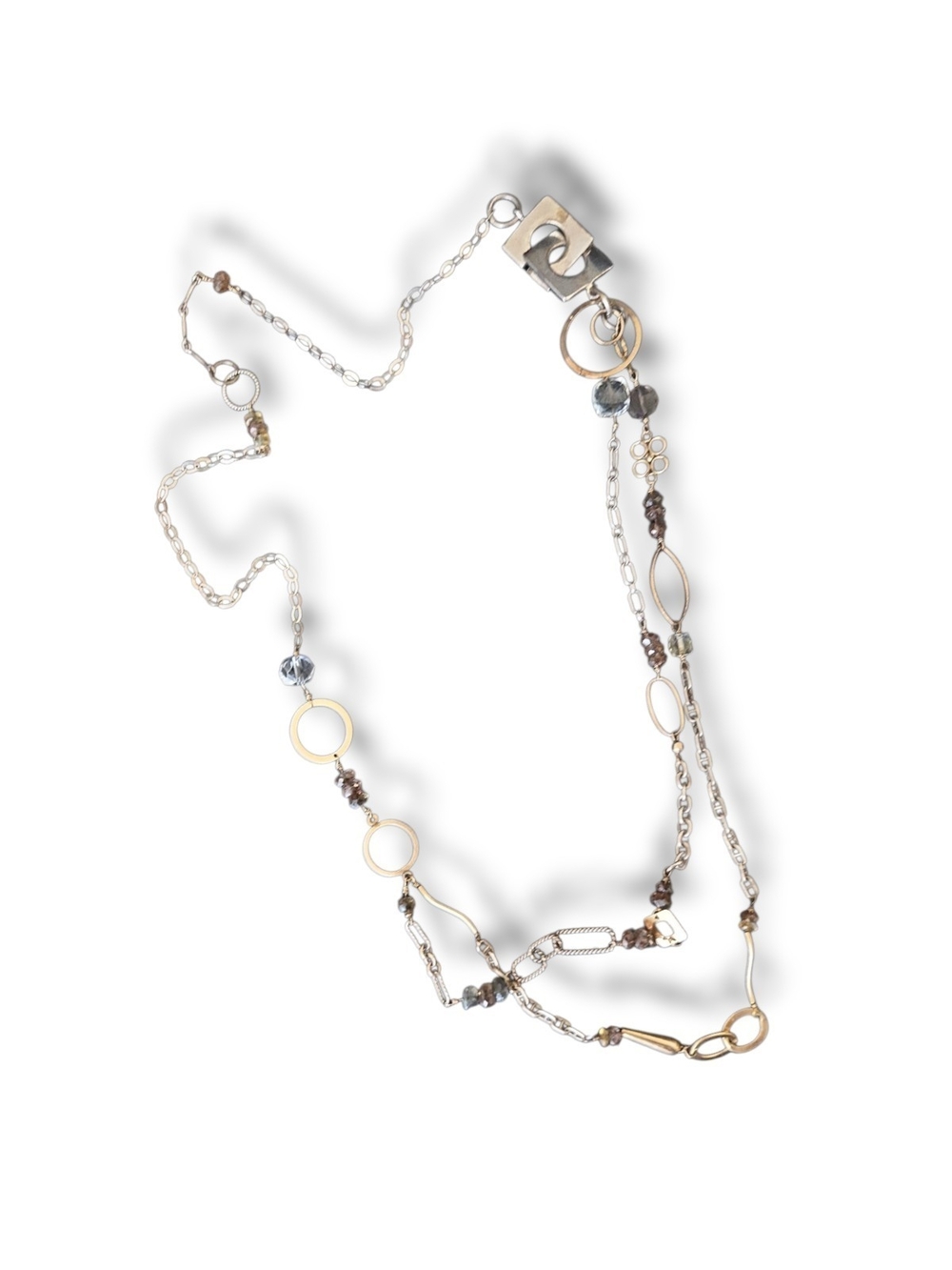 Helen Wang Artisan Mixed Metal Long Layering Necklace in Gold and Silver Tones